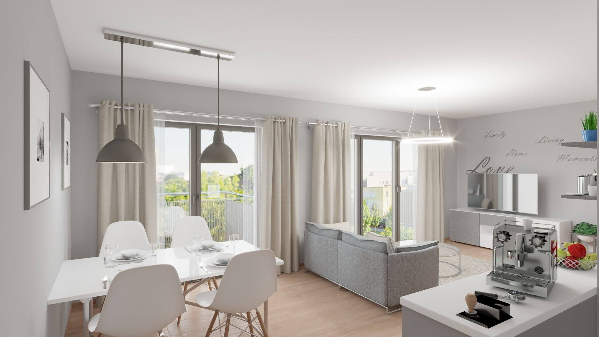An example of virtual staging for a modern well-lit interior