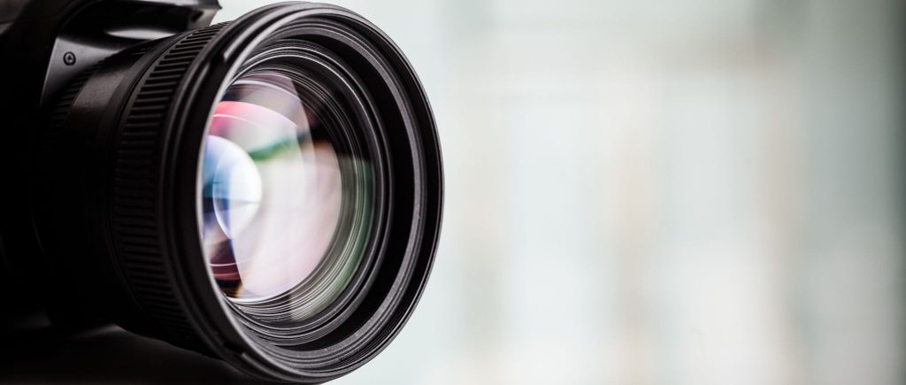 A close-up of a digital camera lens